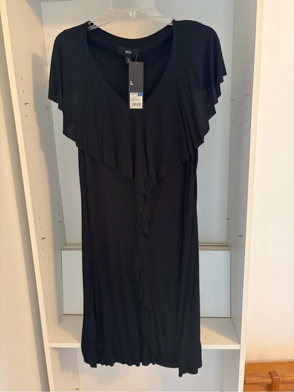 Black Ruffle Front Women’s Dress - Size L